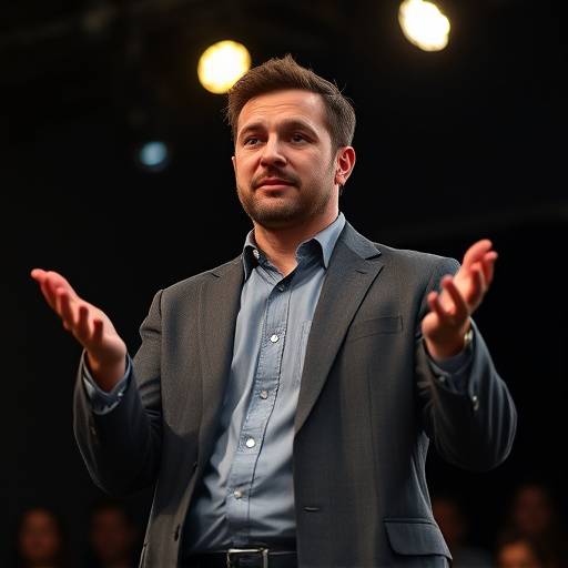 Imagen del curso de oratoria avanzado mostrando un orador gesticulando con confianza